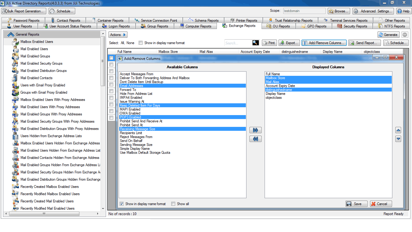 Active Directory Mailbox Enabled User Report